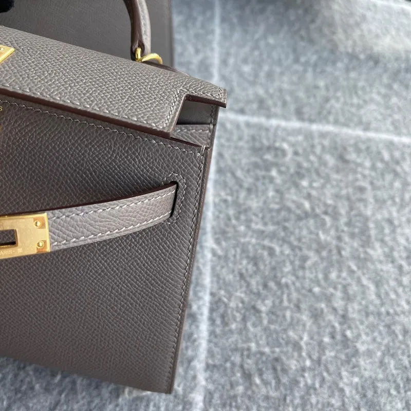 MINI KELLY II (20) EPSOM LEATHER ETAIN WITH GOLD HARDWARE (GHW) - 3