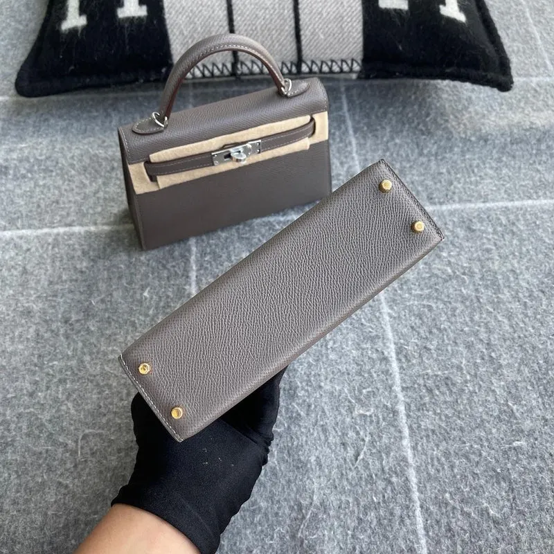 MINI KELLY II (20) EPSOM LEATHER ETAIN WITH GOLD HARDWARE (GHW) - 6