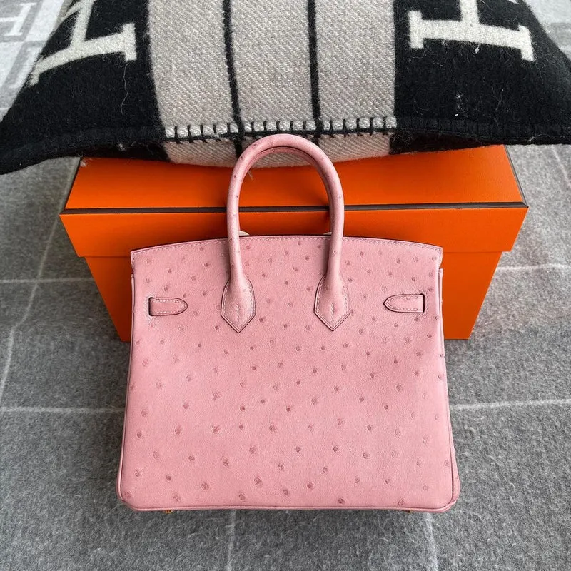 BIRKIN 25 OSTRICH LEATHER PINK TERRE CUITE WITH GOLD HARDWARE (GHW) - 2