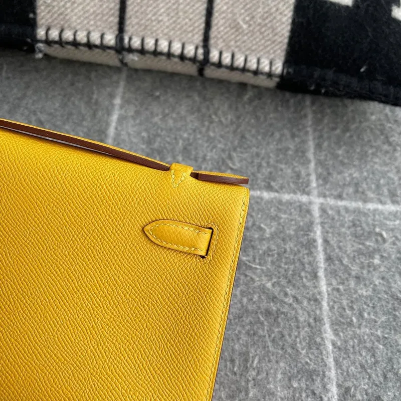KELLY POCHETTE EPSOM LEATHER EPSOM JAUNE AMBRE WITH GOLD HARDWARE (GHW) - 4