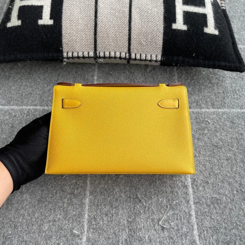 KELLY POCHETTE EPSOM LEATHER EPSOM JAUNE AMBRE WITH GOLD HARDWARE (GHW) - 2