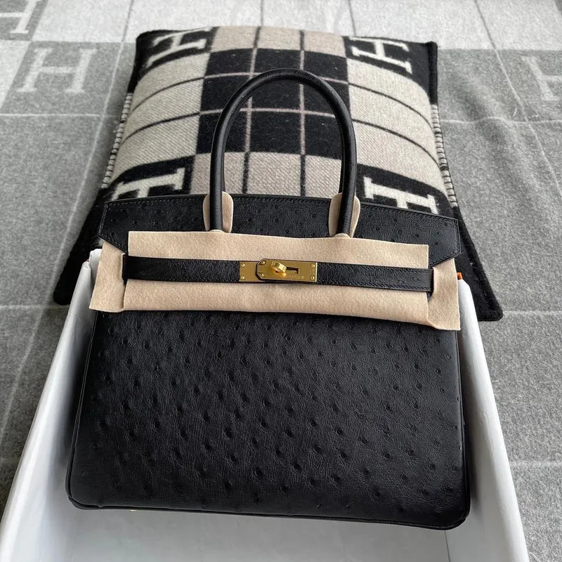 BIRKIN 30 OSTRICH LEATHER BLACK WITH GOLD HARDWARE (GHW) - 2