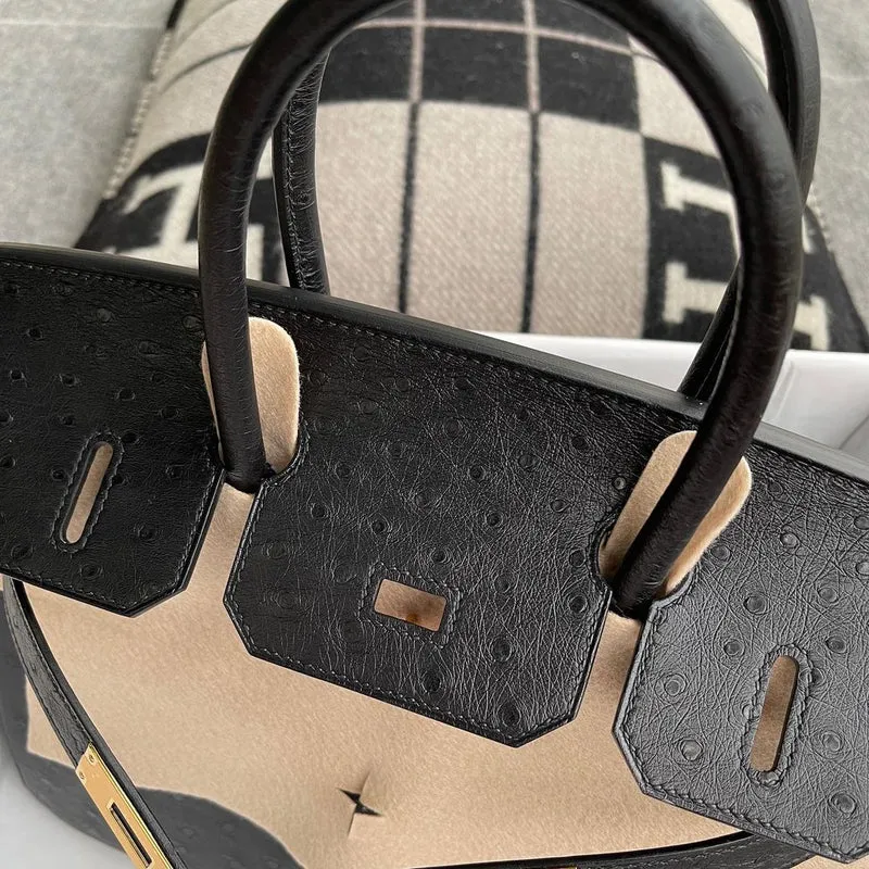 BIRKIN 30 OSTRICH LEATHER BLACK WITH GOLD HARDWARE (GHW) - 4