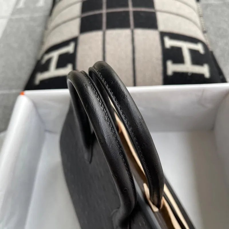 BIRKIN 30 OSTRICH LEATHER BLACK WITH GOLD HARDWARE (GHW) - 6