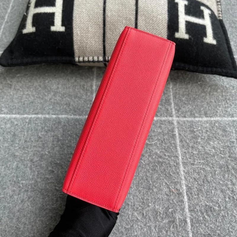 KELLY POCHETTE EPSOM LEATHER ROUGE TOMATE WITH PALLADIUM HARDWARE (PHW) - 5