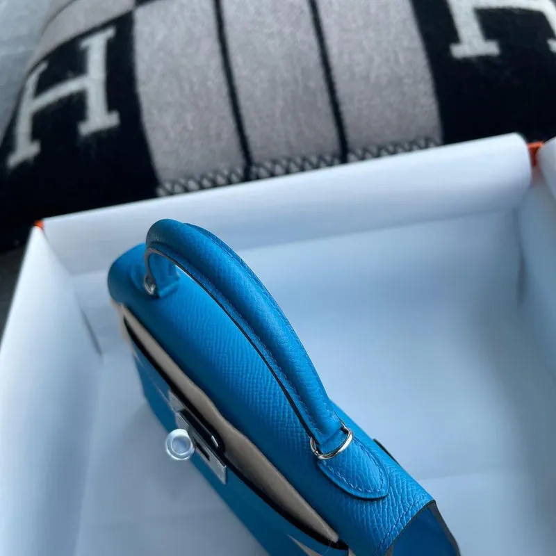 MINI KELLY II (20) EPSOM LEATHER BLEU ZANZIBAR WITH PALLADIUM HARDWARE (PHW) - 3