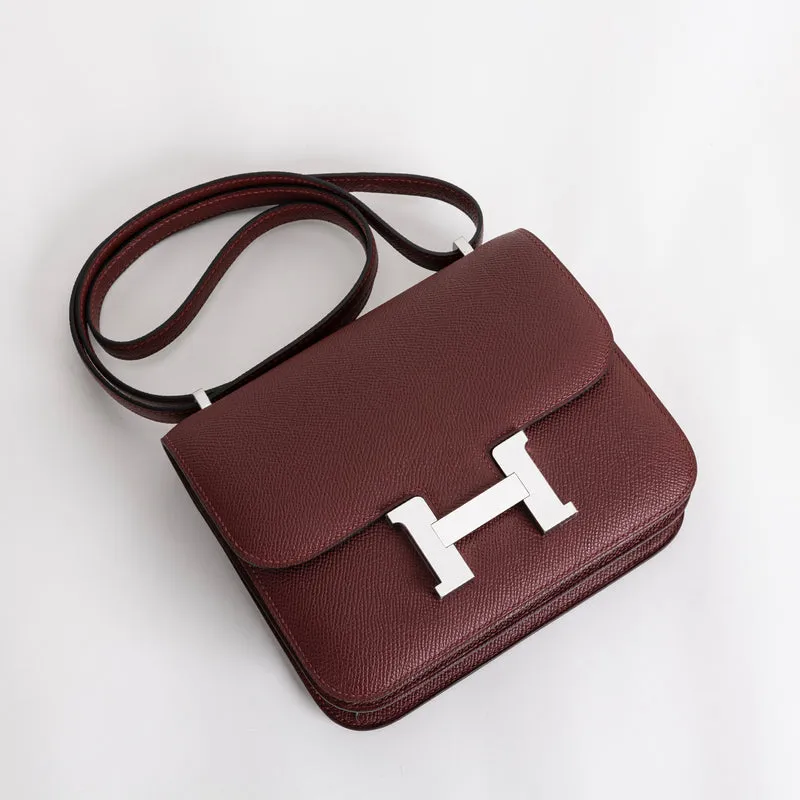 CONSTANCE 18 (MINI) EPSOM LEATHER ROUGE H WITH PALLADIUM HARDWARE (PHW) - 3