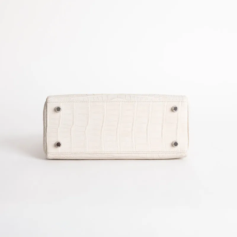 KELLY 25 MATTE MISSISSIPPIENSIS ALLIGATOR LEATHER BETON WITH PALLADIUM HARDWARE (PHW) - 7