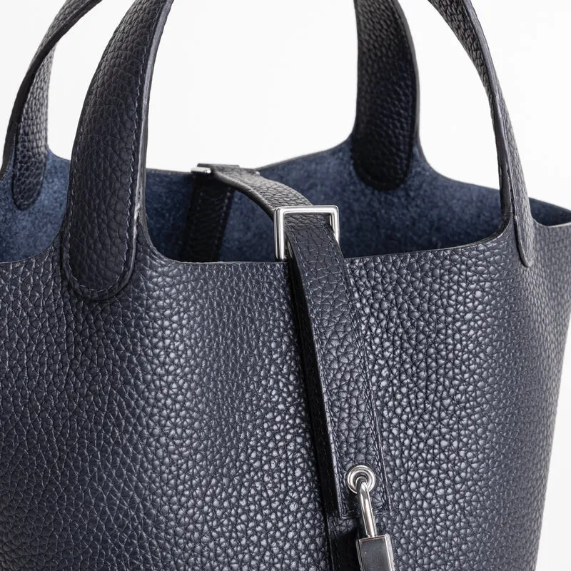 PICOTIN 18 LOCK CLEMENCE LEATHER BLEU NUIT WITH PALLADIUM HARDWARE (PHW) - 4