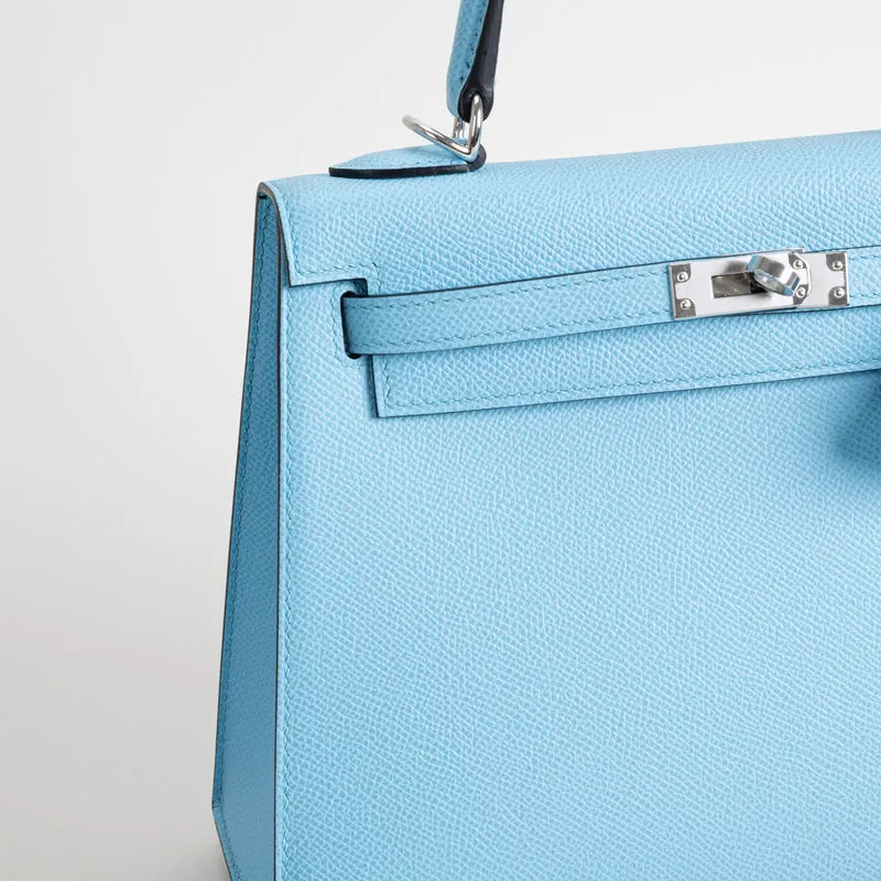 KELLY 25 EPSOM LEATHER CELESTE WITH PALLADIUM HARDWARE (PHW) - 5