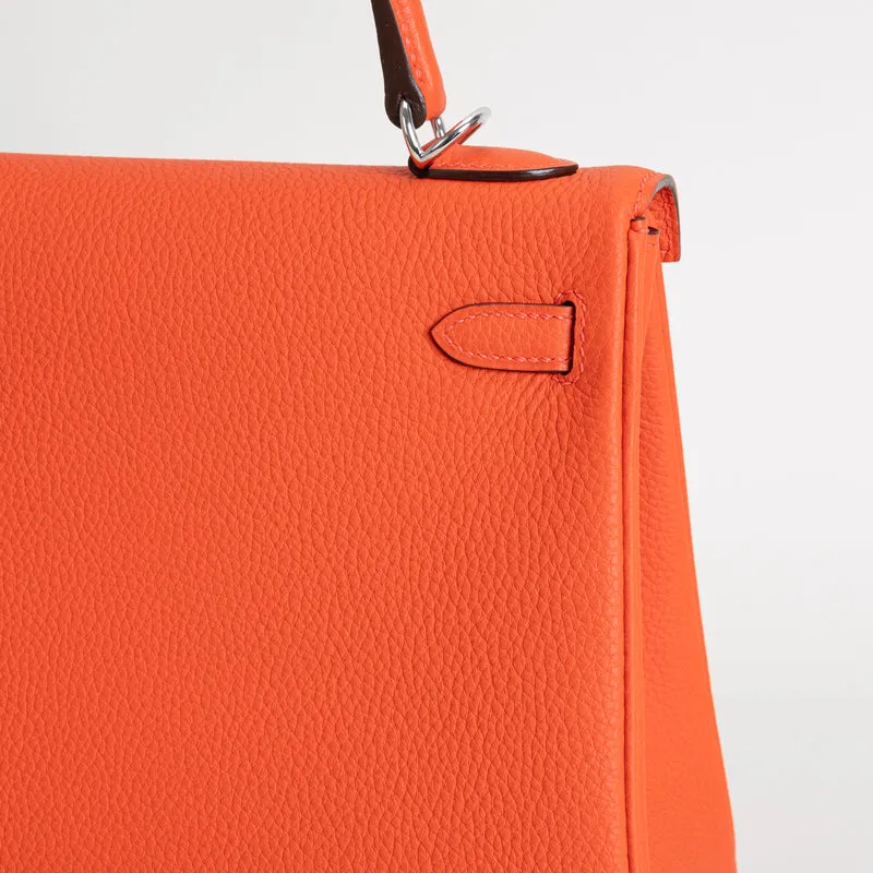 KELLY 25 TOGO LEATHER FEU ORANGE WITH PALLADIUM HARDWARE (PHW) - 6