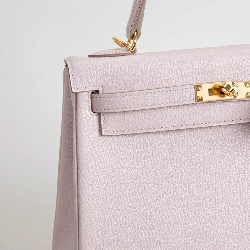 KELLY 25 CHEVRE LEATHER ROSE DARLING WITH GOLD HARDWARE (GHW) - 4