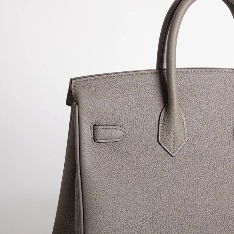 BIRKIN 25 TOGO LEATHER GRIS ASPHALTE WITH PALLADIUM HARDWARE (PHW) - 5