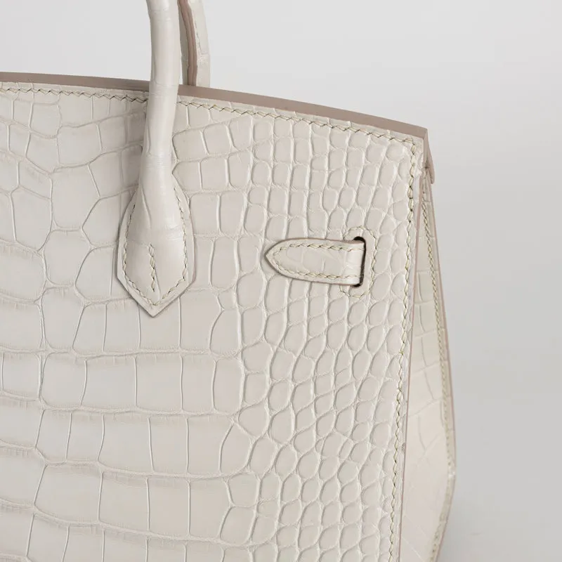 BIRKIN 20 (SELLIER SHAPE) MATTE MISSISSIPPIENSIS ALLIGATOR LEATHER BETON WITH GOLD HARDWARE (GHW) - 6