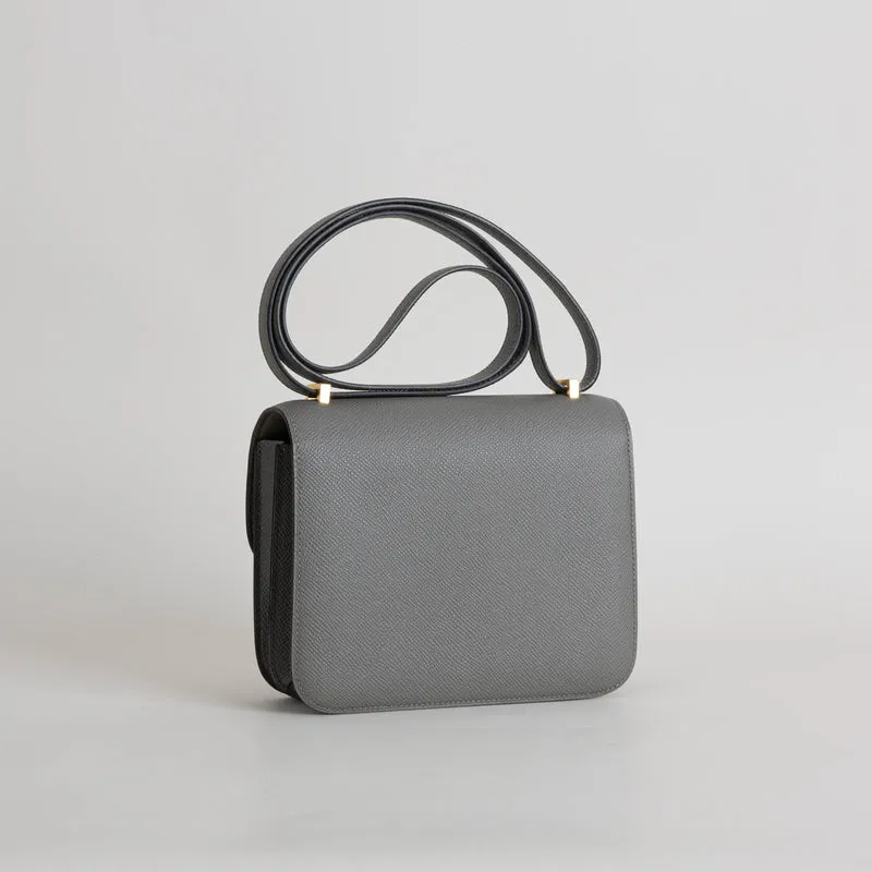 CONSTANCE 18 (MINI) EPSOM LEATHER GRIS MEYER WITH GOLD HARDWARE (GHW) - 4