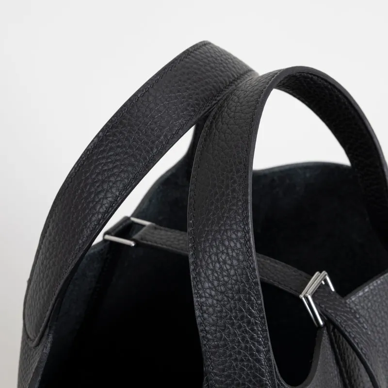 PICOTIN 18 LOCK CLEMENCE LEATHER NOIR (BLACK) WITH PALLADIUM HARDWARE (PHW) - 5