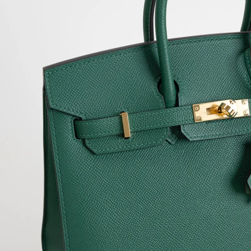 BIRKIN 25 EPSOM LEATHER (SELLIER SHAPE) VERT MOYEN WITH GOLD HARDWARE (GHW) - 5