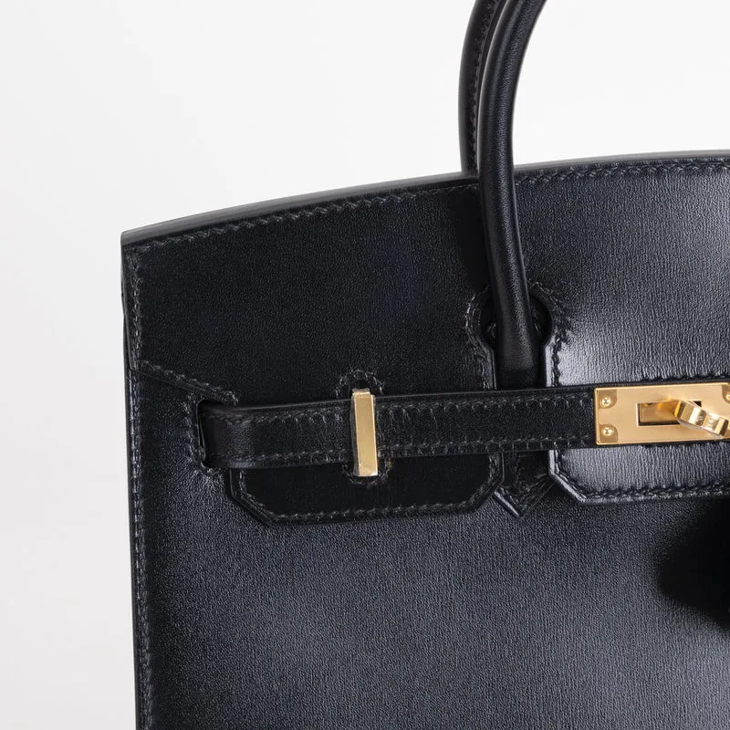 BIRKIN 25 (SELLIER SHAPE) BLACK BOX CALF LEATHER WITH GOLD HARDWARE (GHW) - 5