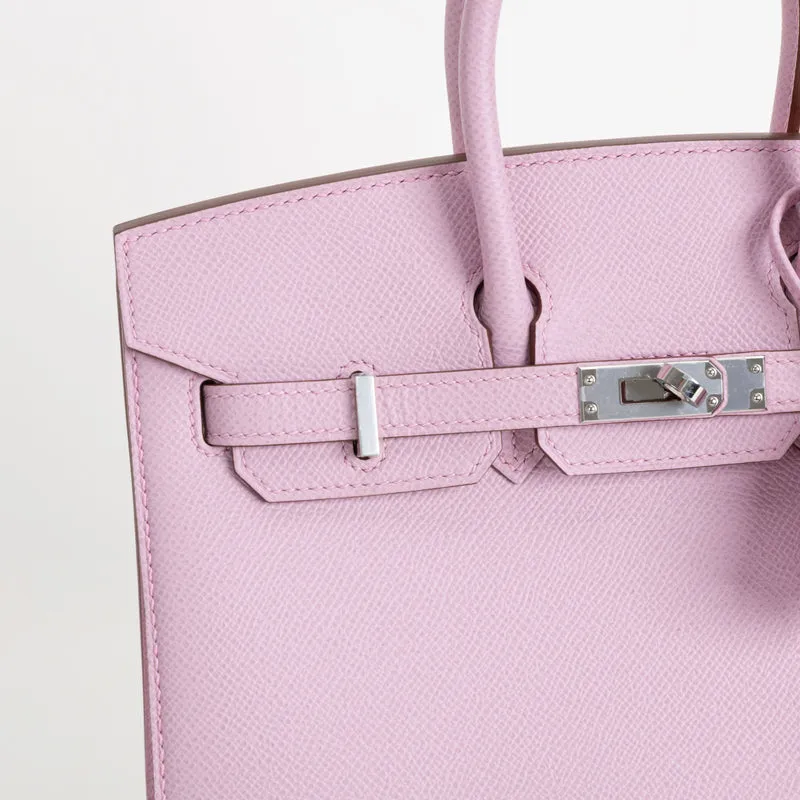 BIRKIN 25 EPSOM LEATHER (SELLIER SHAPE) MAUVE SYLVESTRE WITH PALLADIUM HARDWARE (PHW) - 5