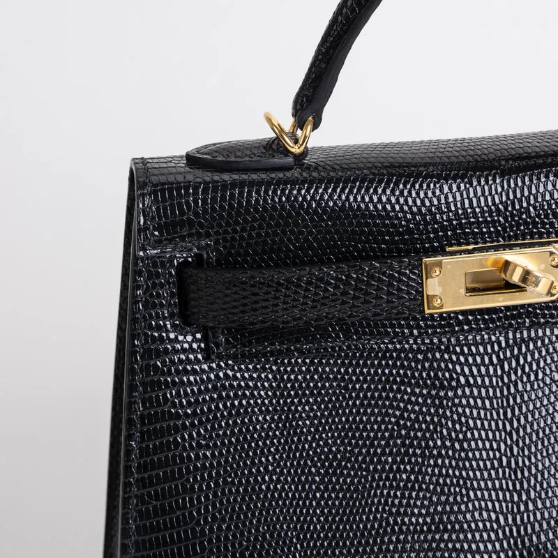 MINI KELLY II (20) LIZARD LEATHER NOIR (BLACK) WITH GOLD HARDWARE (GHW) - 4