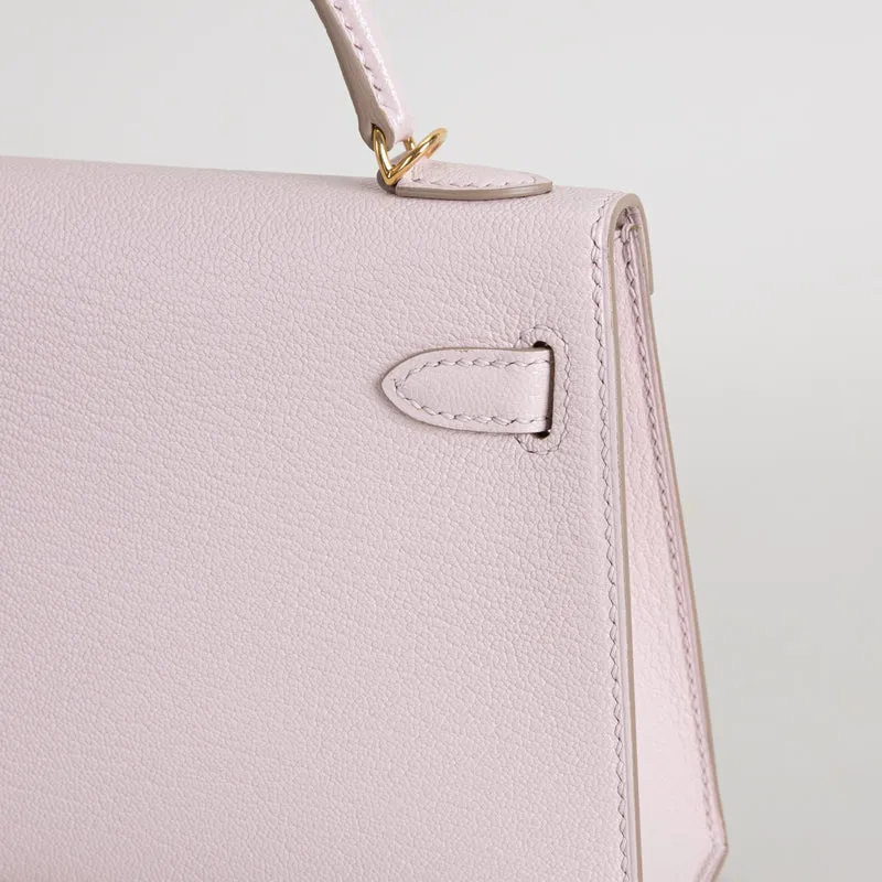 MINI KELLY II (20) CHEVRE LEATHER ROSE DARLING WITH GOLD HARDWARE (GHW) - 6