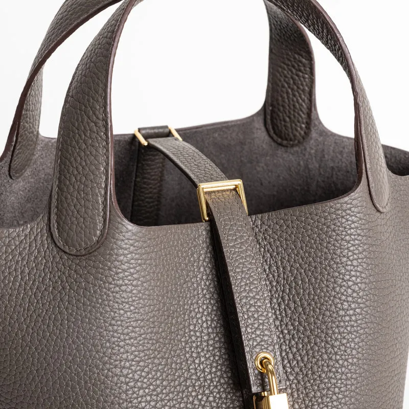 PICOTIN 18 LOCK CLEMENCE LEATHER ETAIN WITH GOLD HARDWARE (GHW) - 4