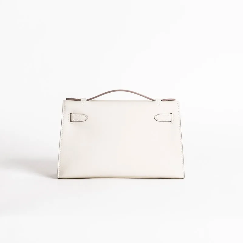 KELLY POCHETTE SWIFT LEATHER CRAIE WITH GOLD HARDWARE (GHW) - 2