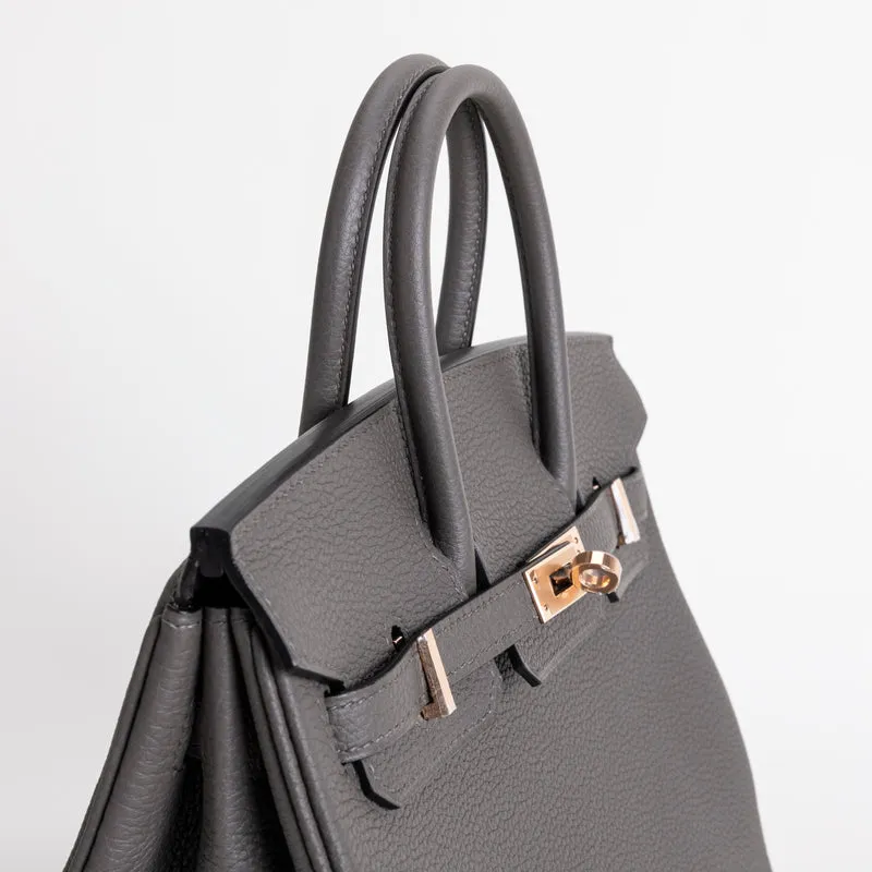 BIRKIN 25 TOGO LEATHER ETAIN WITH ROSE GOLD HARDWARE (RGHW) - 3