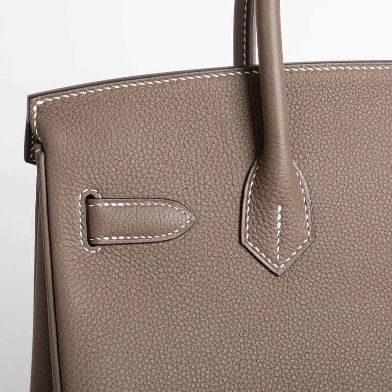 BIRKIN 30 TOGO LEATHER ETOUPE WITH PALLADIUM HARDWARE (PHW) - 5