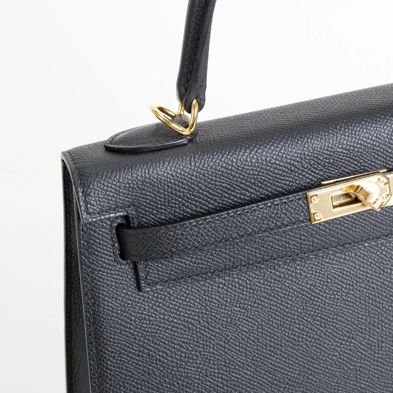 KELLY 25 EPSOM LEATHER NOIR (BLACK) WITH GOLD HARDWARE (GHW) - 4