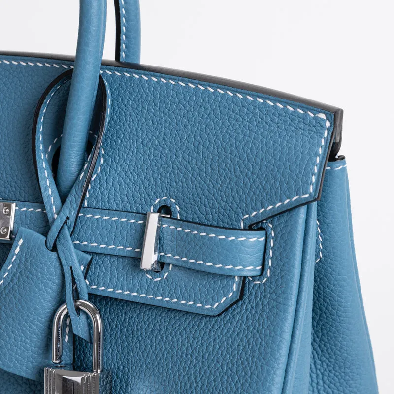 BIRKIN 25 TOGO LEATHER BLEU JEAN WITH PALLADIUM HARDWARE (PHW) - 6