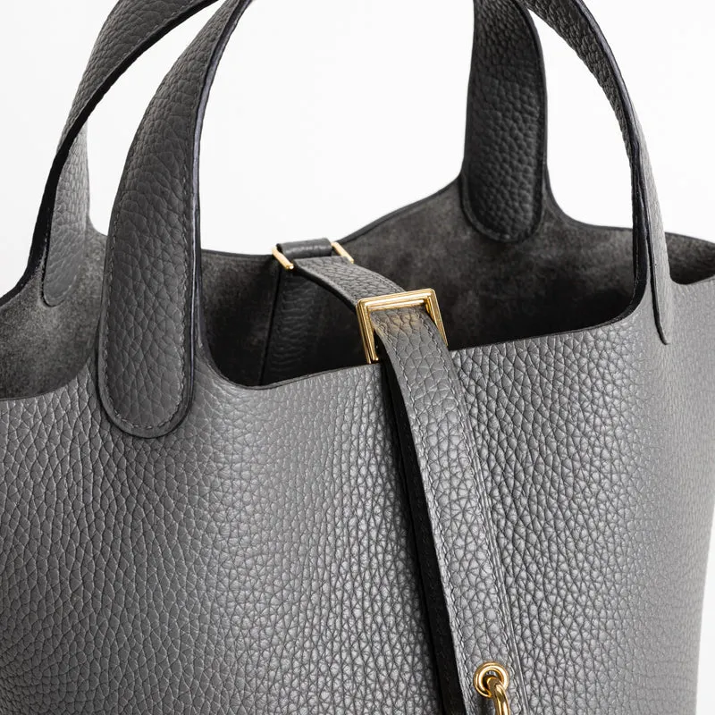 PICOTIN 18 LOCK CLEMENCE LEATHER GRIS MEYER WITH GOLD HARDWARE (GHW) - 4