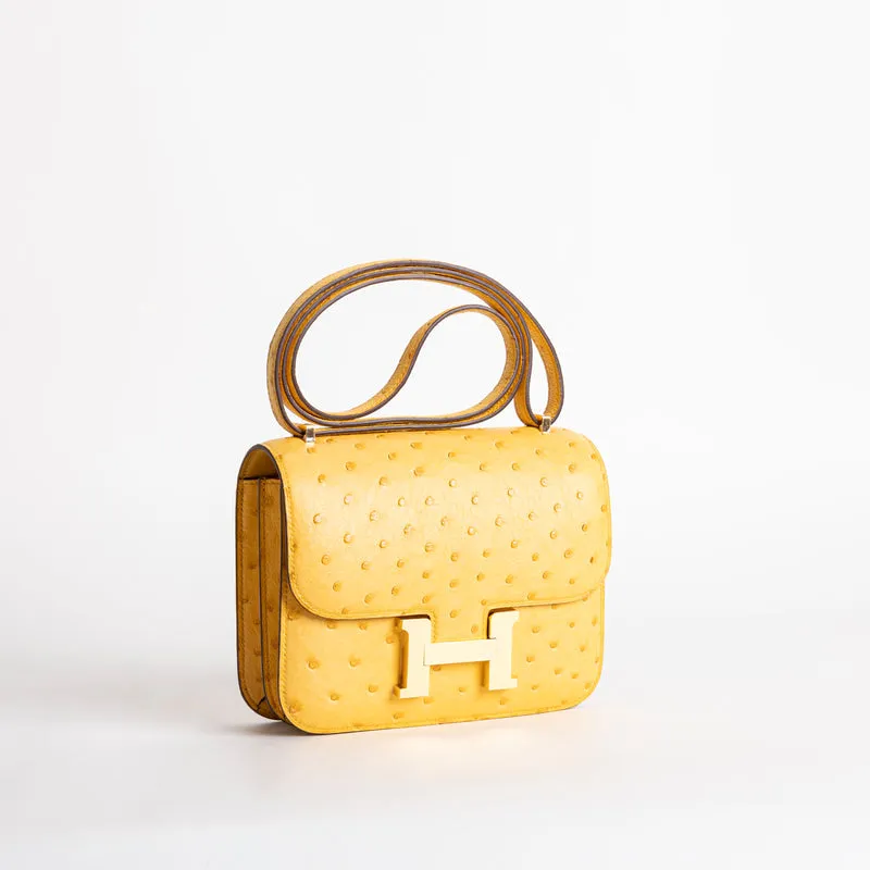 CONSTANCE 18 (MINI) OSTRICH LEATHER JAUNE AMBRE WITH GOLD HARDWARE (GHW) - 3