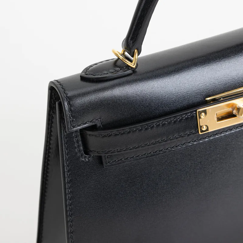 MINI KELLY II (20) BLACK BOX CALF LEATHER WITH GOLD HARDWARE (GHW) - 4