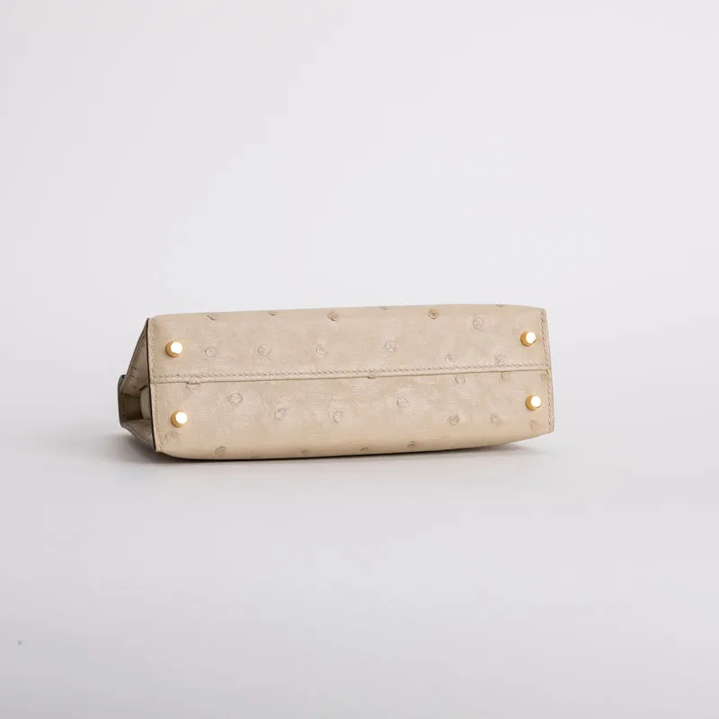 MINI KELLY II (20) OSTRICH LEATHER PARCHEMIN WITH GOLD HARDWARE (GHW) - 5