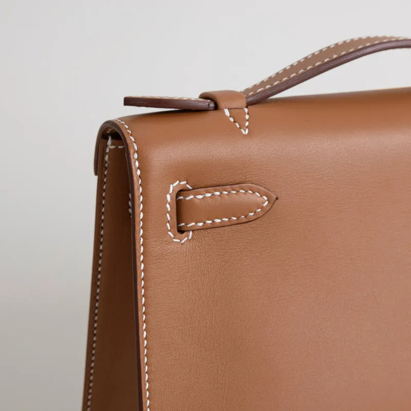KELLY POCHETTE SWIFT LEATHER GOLD WITH GOLD HARDWARE (GHW) - 5