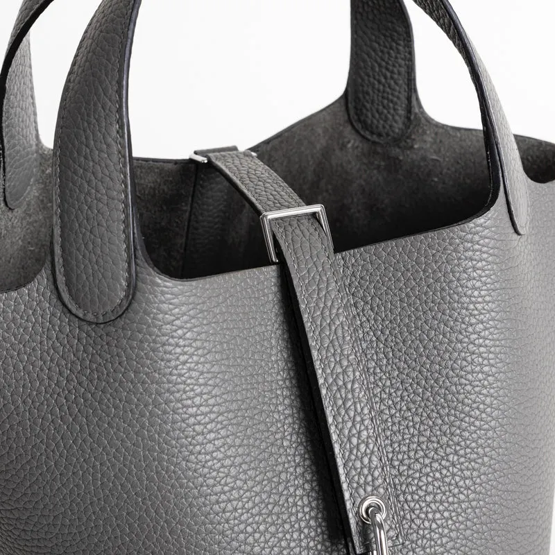 PICOTIN 18 LOCK CLEMENCE LEATHER GRIS MEYER WITH PALLADIUM HARDWARE (PHW) - 4