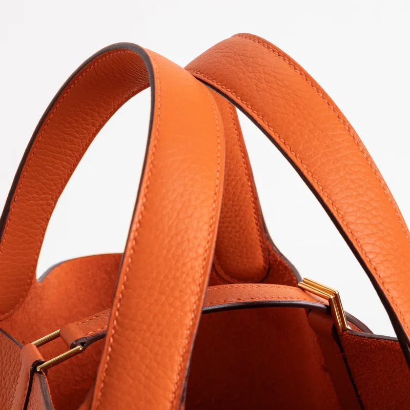 PICOTIN 18 LOCK CLEMENCE LEATHER ORANGE WITH GOLD HARDWARE (GHW) - 5