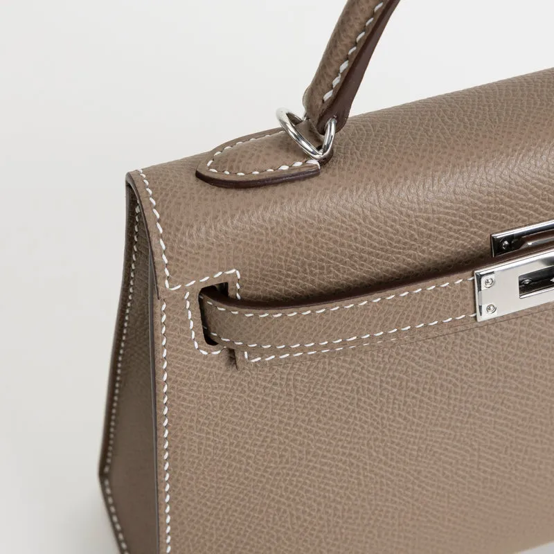 MINI KELLY II (20) EPSOM LEATHER ETOUPE WITH PALLADIUM HARDWARE (PHW) - 5