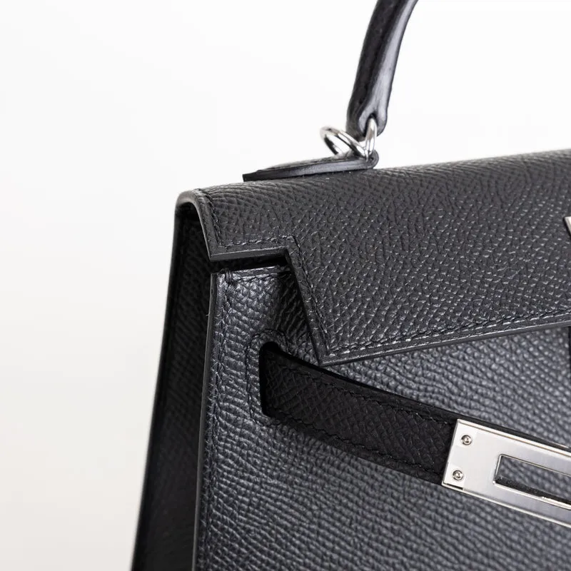 MINI KELLY II (20) EPSOM LEATHER NOIR (BLACK) WITH PALLADIUM HARDWARE (PHW) - 5