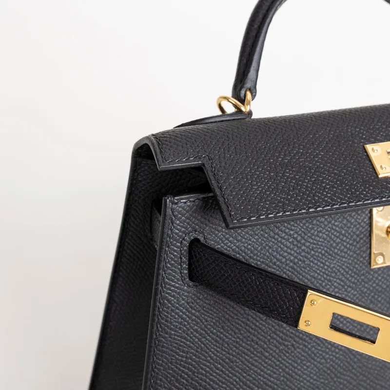 MINI KELLY II (20) EPSOM LEATHER NOIR (BLACK) WITH GOLD HARDWARE (GHW) - 4