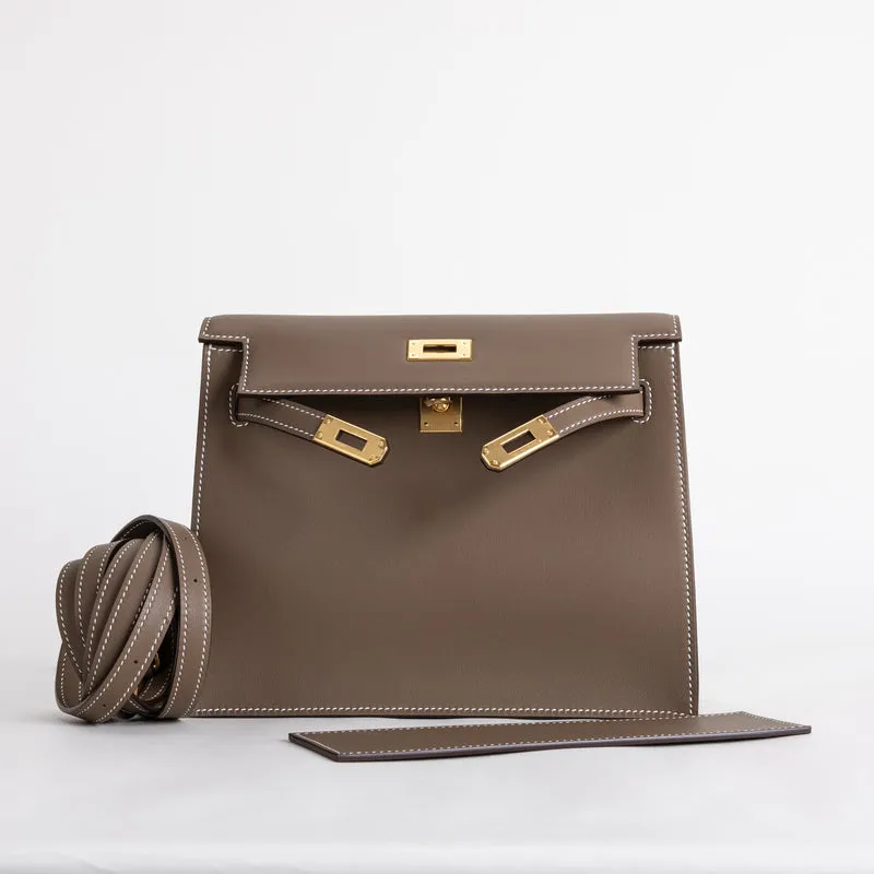 KELLY DANSE SWIFT LEATHER ETOUPE WITH GOLD HARDWARE (GHW) - 4