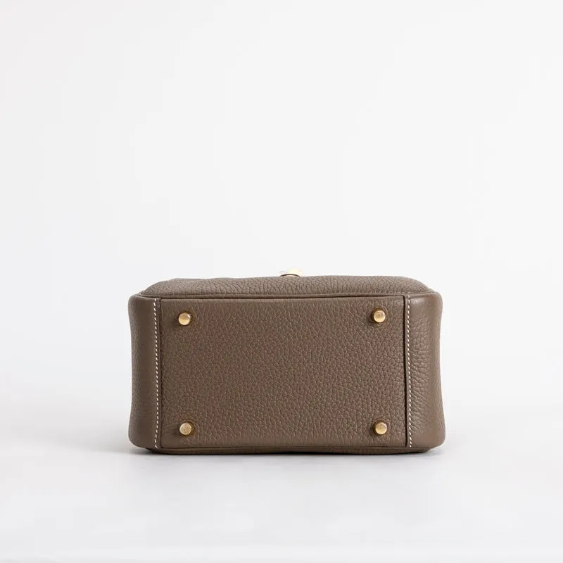 MINI LINDY 20 CLEMENCE LEATHER ETOUPE WITH GOLD HARDWARE (GHW) - 6