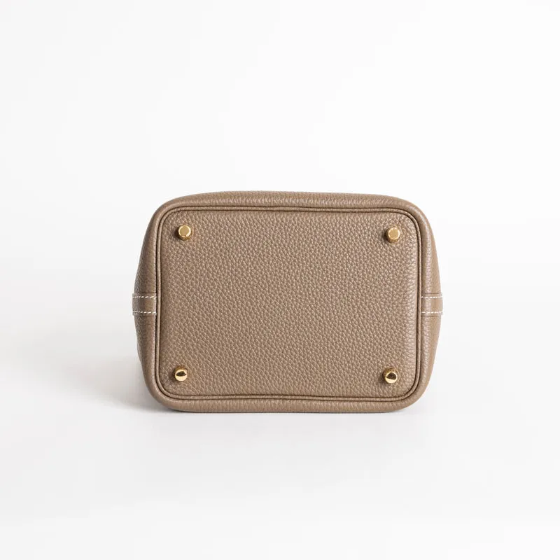 PICOTIN 18 LOCK CLEMENCE LEATHER ETOUPE WITH GOLD HARDWARE (GHW) - 5