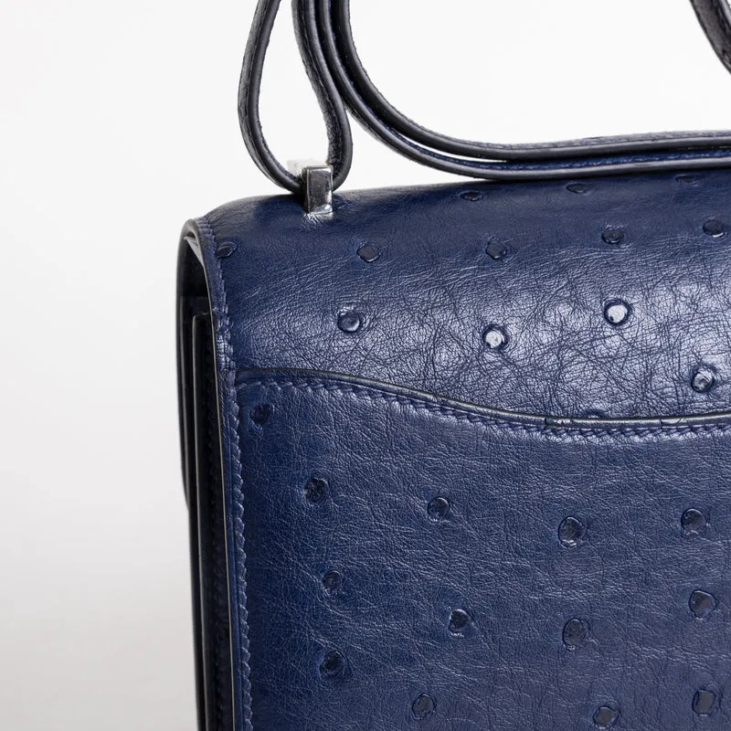 CONSTANCE 18 (MINI) OSTRICH LEATHER BLEU SAPHIR WITH PALLADIUM HARDWARE (PHW) - 5