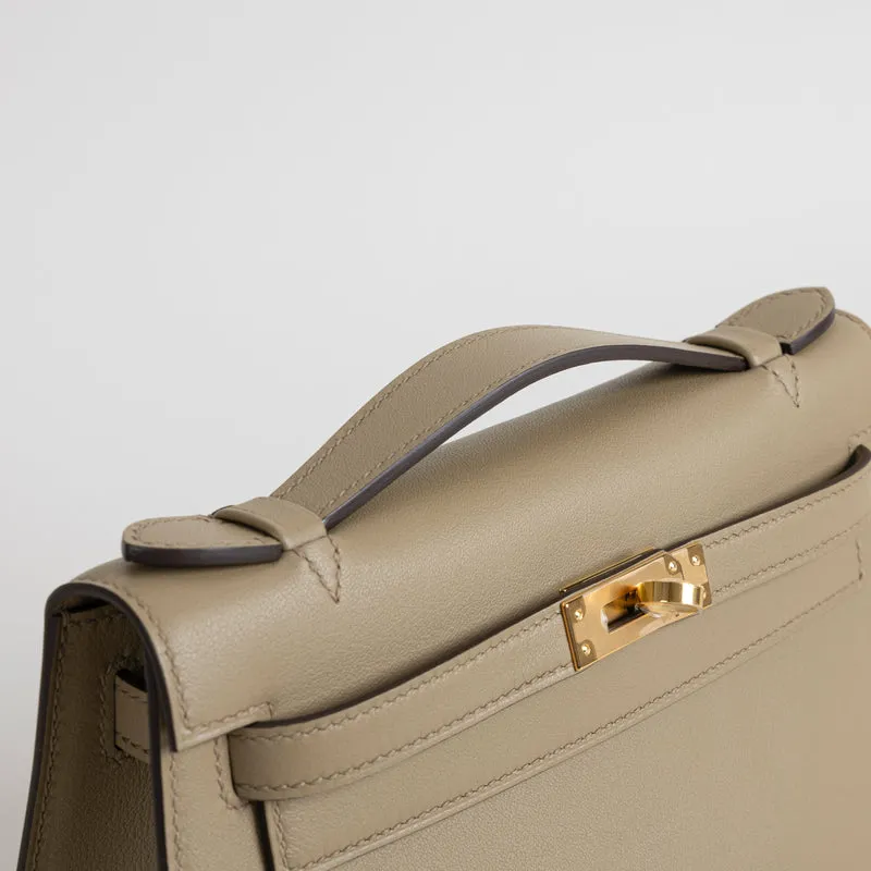 KELLY POCHETTE SWIFT LEATHER BEIGE MARFA WITH GOLD HARDWARE (GHW) - 4