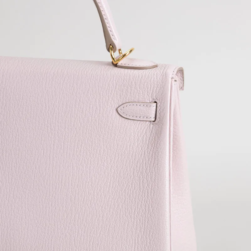 KELLY 25 CHEVRE LEATHER ROSE DARLING WITH GOLD HARDWARE (GHW) - 5