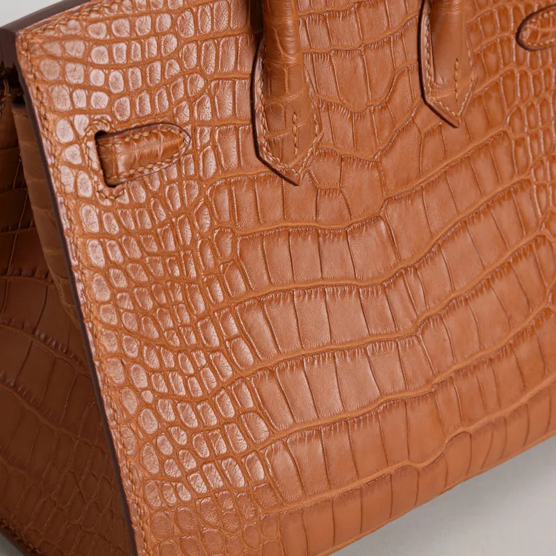 BIRKIN 20 (SELLIER SHAPE) MATTE MISSISSIPPIENSIS ALLIGATOR LEATHER GOLD WITH GOLD HARDWARE (GHW) - 6