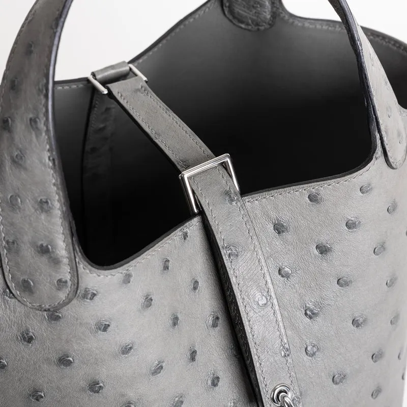 PICOTIN 18 LOCK OSTRICH LEATHER GRIS MEYER WITH PALLADIUM HARDWARE (PHW) - 5