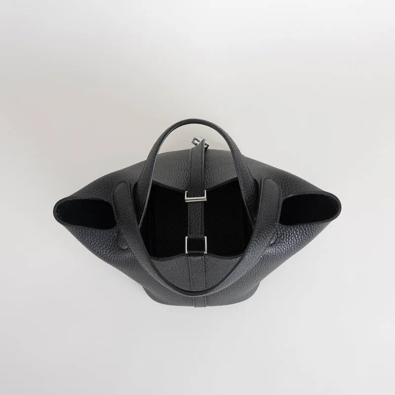 PICOTIN 18 LOCK CLEMENCE LEATHER NOIR (BLACK) WITH PALLADIUM HARDWARE (PHW) - 4
